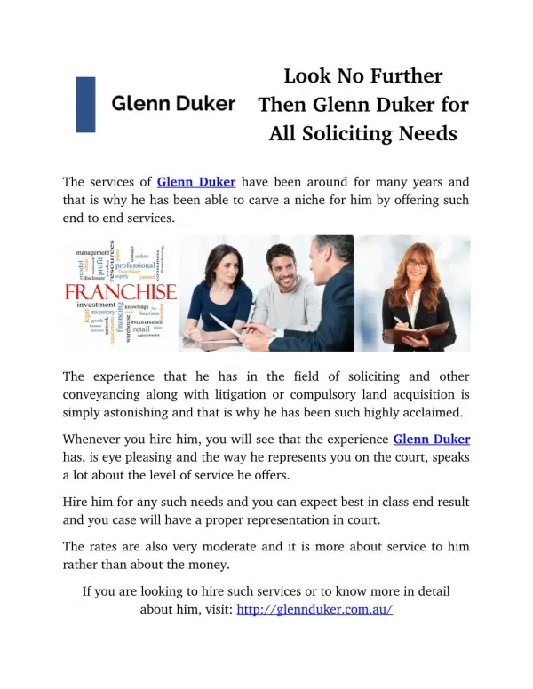 Look No Further Then Glenn Duker for All Soliciting Needs