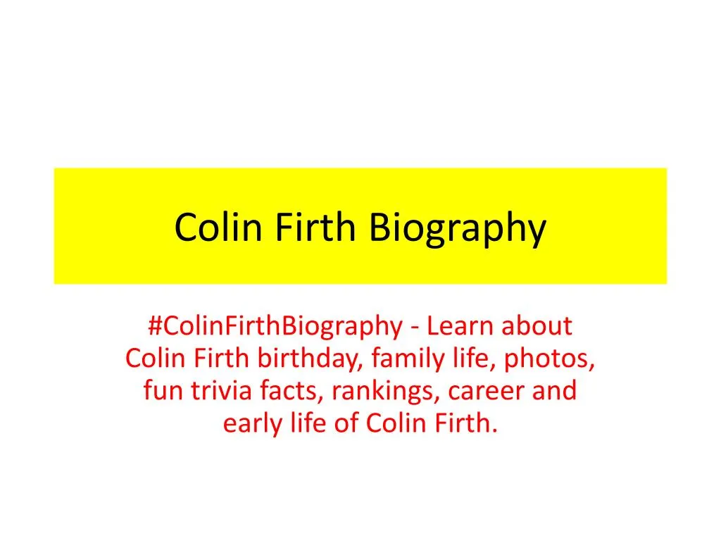 colin firth biography