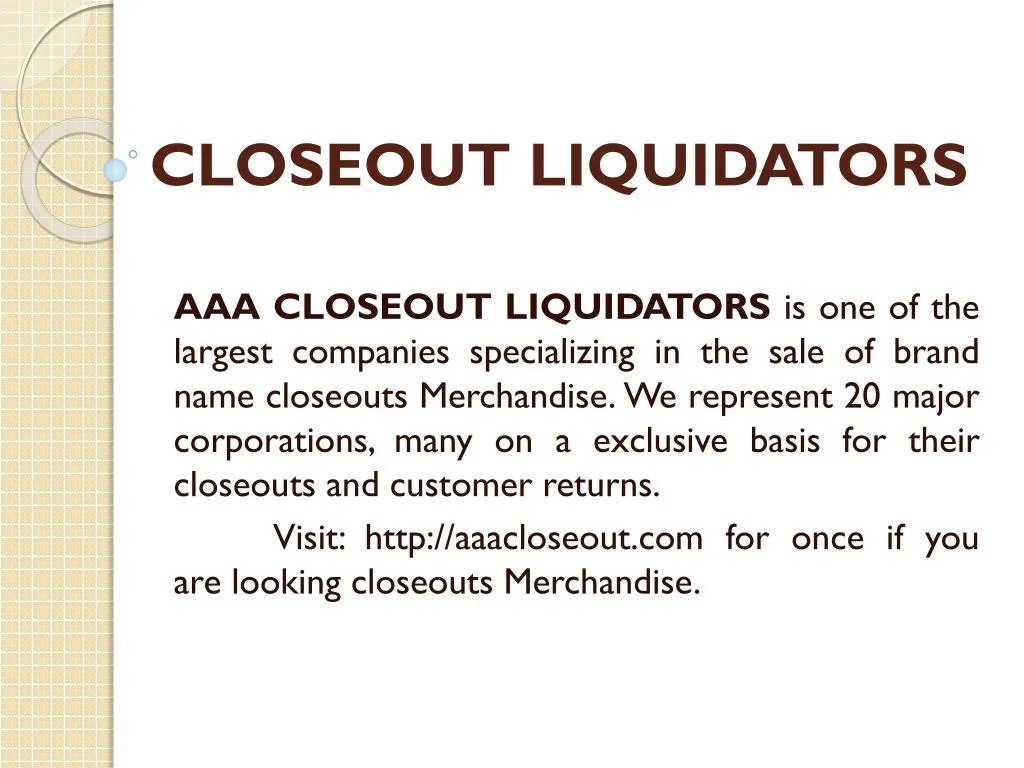 closeout liquidators