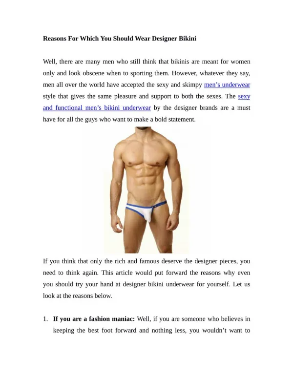 Reasons For Which You Should Wear Designer Bikini
