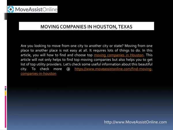 List of Top Moving Companies in Houston
