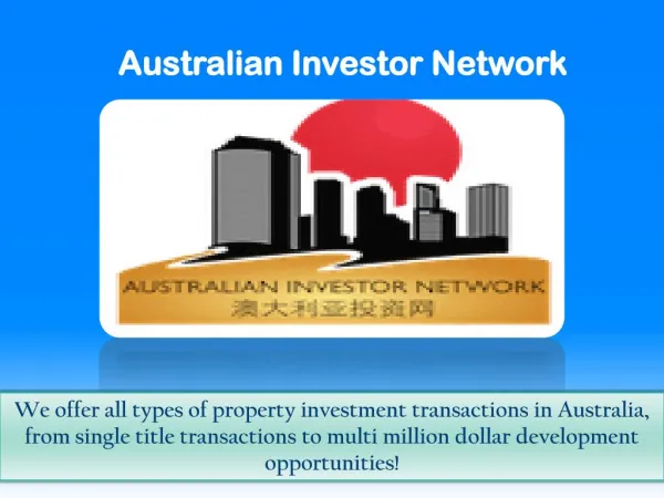 AUSTRALIAN INVESTOR NETWORK – the leaders in property investing