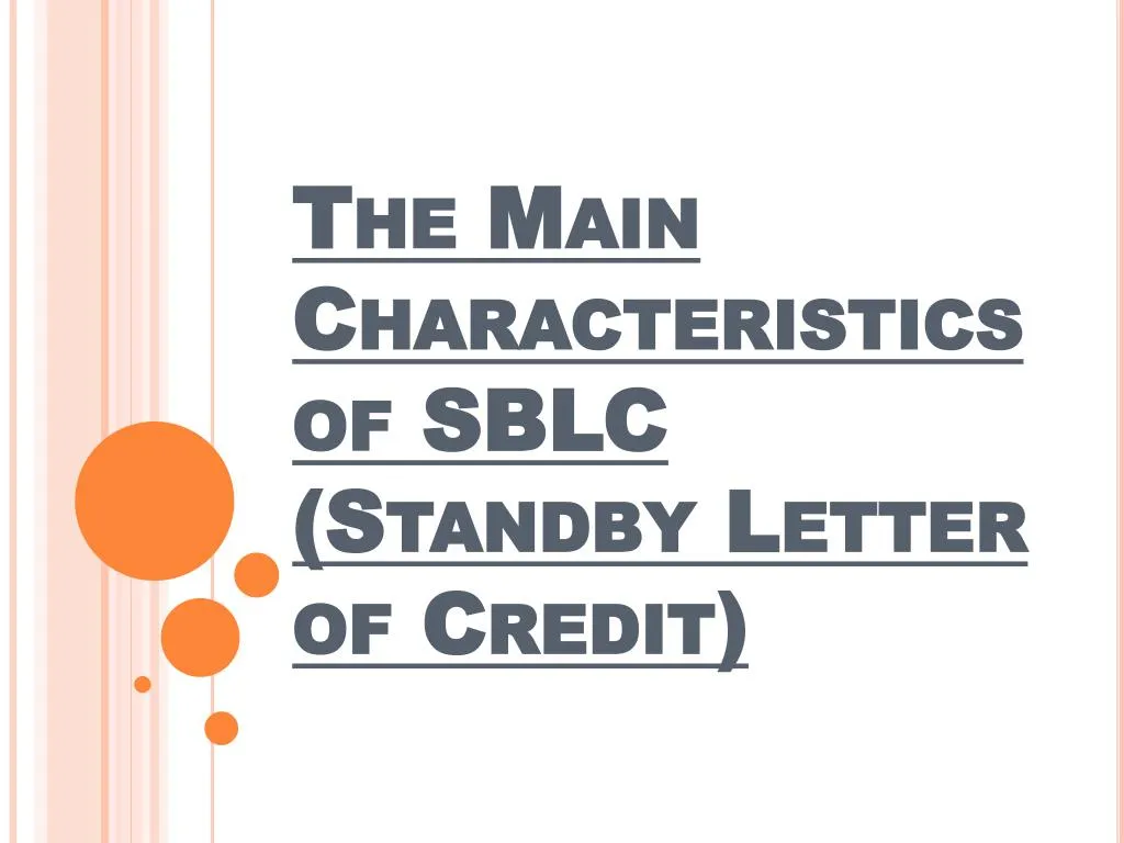 the main characteristics of sblc standby letter of credit