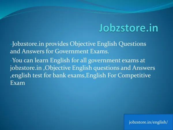 Objective English Questions and Answers for Governmet Exams | JobzStore