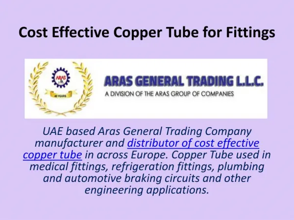 Cost Effective Copper Tube for Fittings