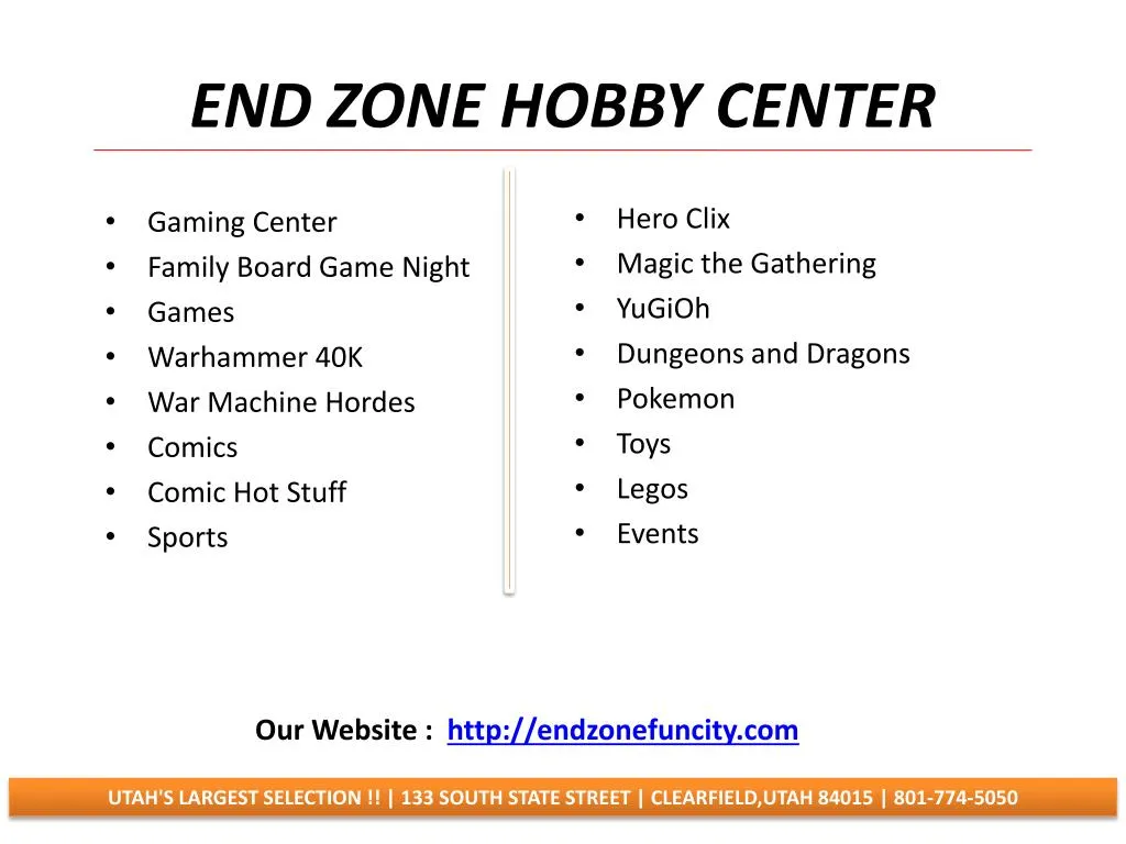 end zone hobby center