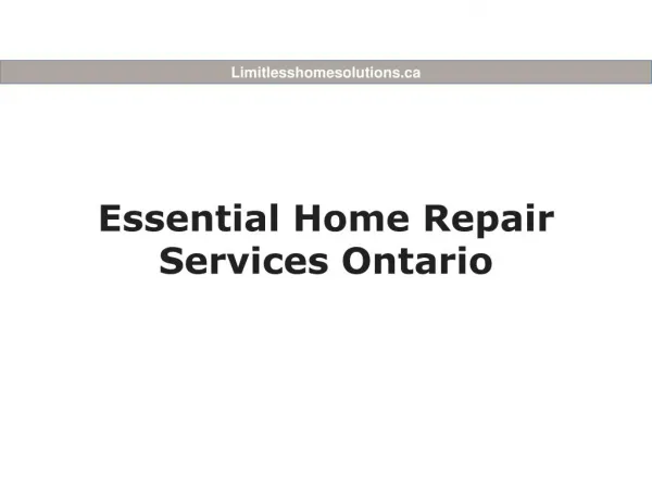Essential Home Repair Services Ontario