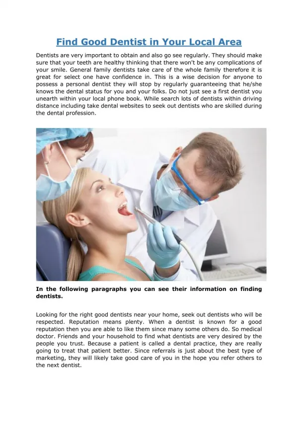 Find Good Dentist in Your Local Area.pdf