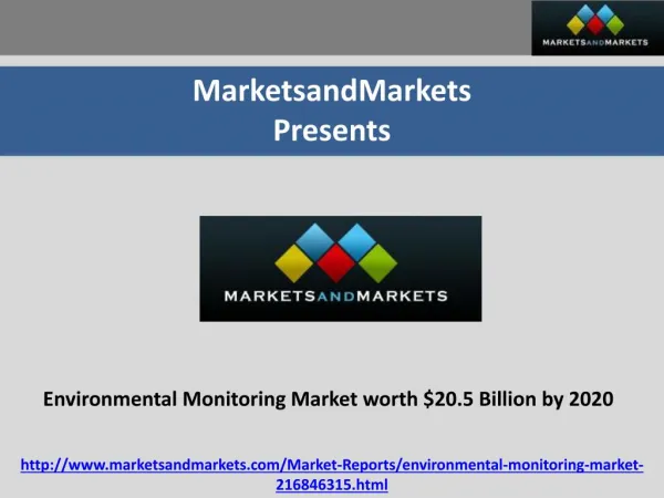 Environmental Monitoring Market Projected to Reach $20.5 Billion by 2020
