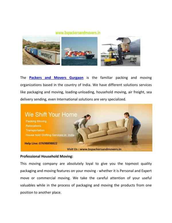 Reliable business of Packers and Movers in Gurgaon