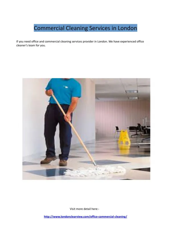 Commercial Cleaning Services in London