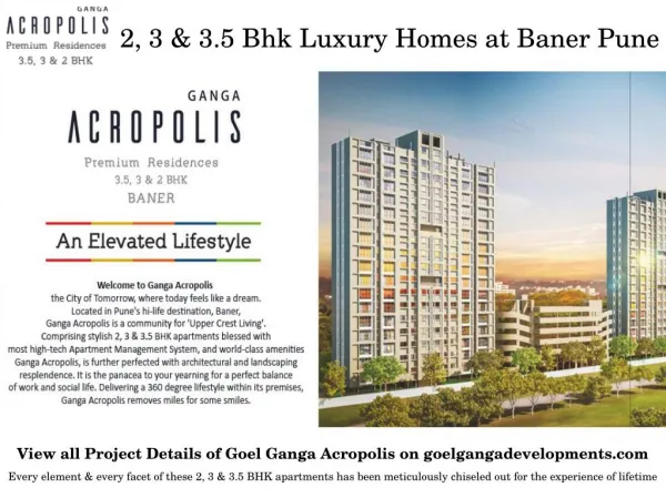 Residential Properties for Sale on Baner-Sus Road Pune at Ganga Acropolis