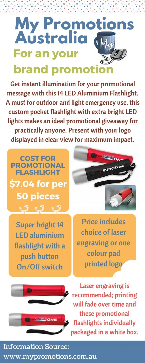 Custom Printed Promotional 14 Led Aluminium Flashlight
