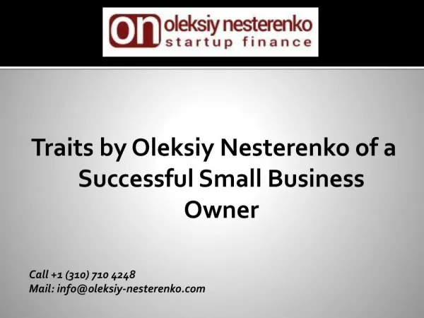 Traits by Oleksiy Nesterenko of a Successful Small Business Owner