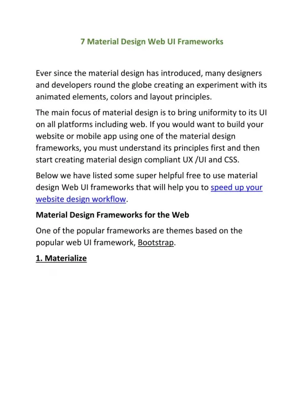 7 Material Design Web UI Frameworks