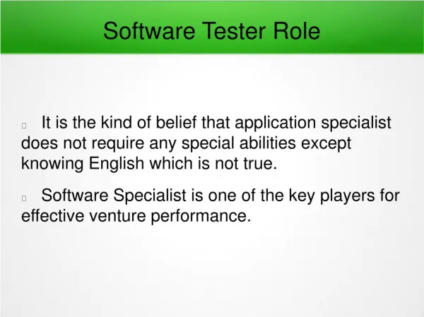 Software Tester Role In Details