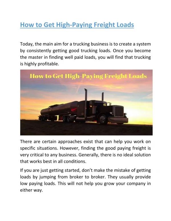 How to Get High-Paying Freight Loads