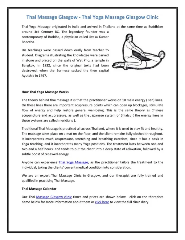 Thai Massage Glasgow - Thai Yoga Massage Glasgow Clinic