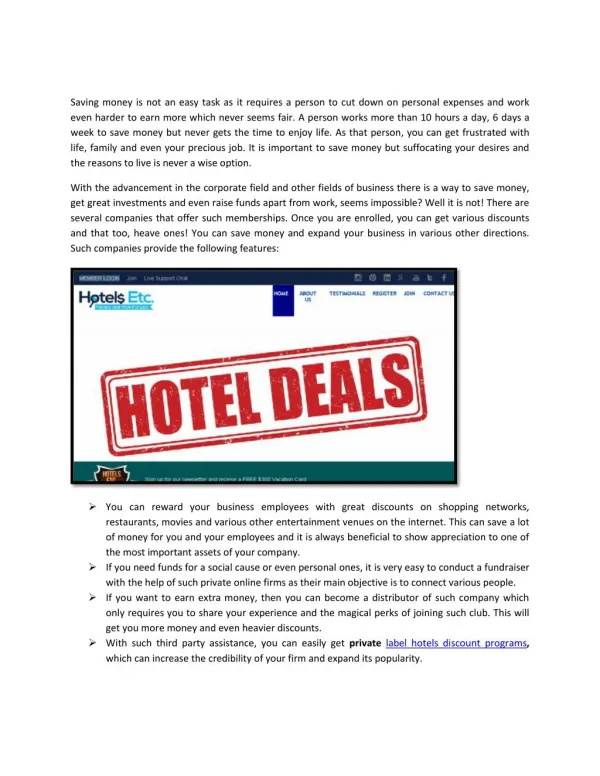 private label hotels discount programs