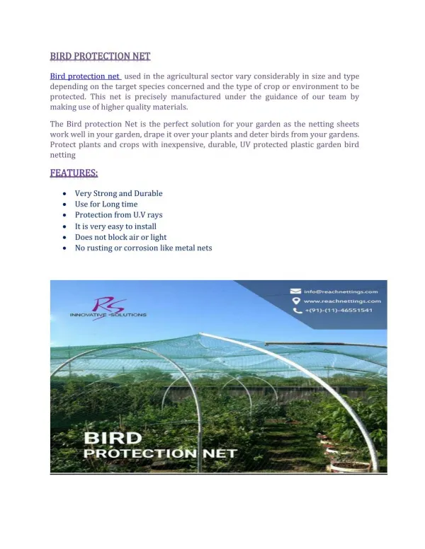 Bird Protection Net