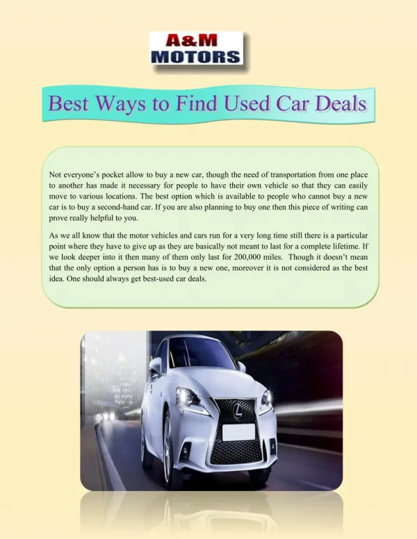 Best Ways to Find Used Car Deals