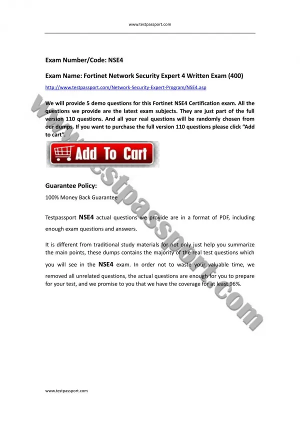 Fortinet Network Security Expert Program NSE4 test questions