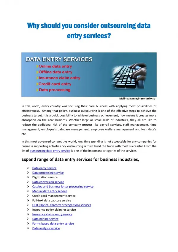 Why should you consider outsourcing data entry services?