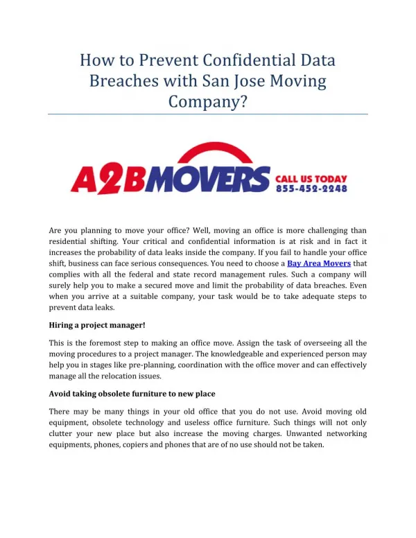 How to Prevent Confidential Data Breaches with San Jose Moving Company?