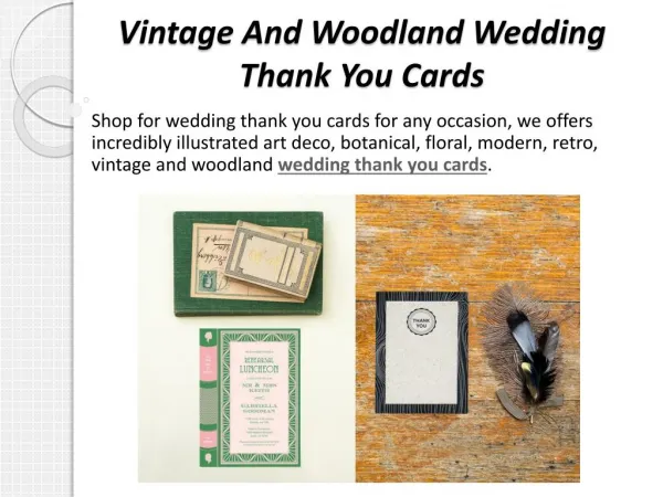 Vintage and Woodland Wedding Thank You Cards
