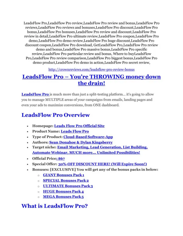 LeadsFlow Pro review in detail – LeadsFlow Pro Massive bonus