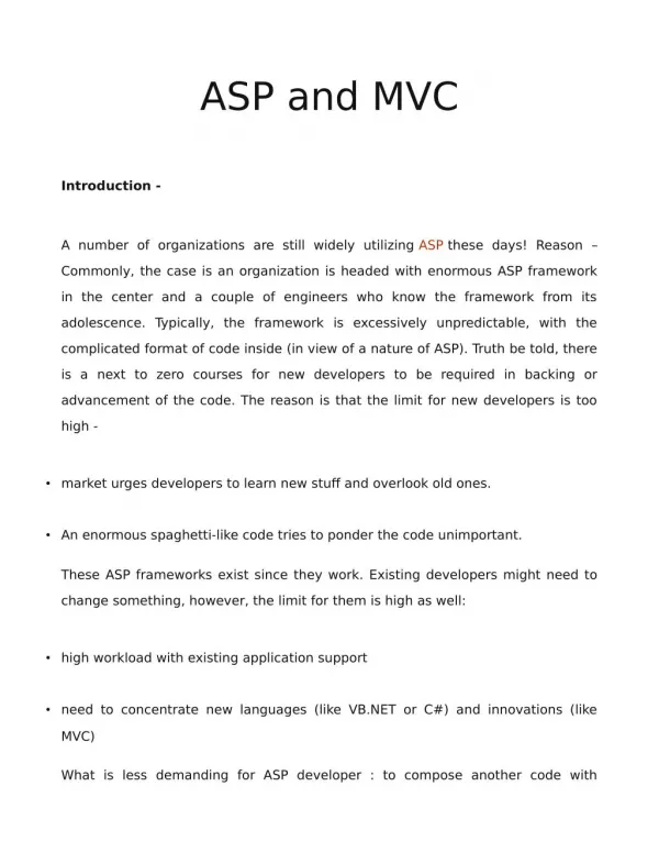 ASP and MVC