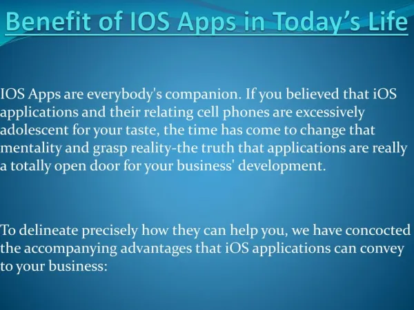 Benefit of IOS Apps in Today’s Life