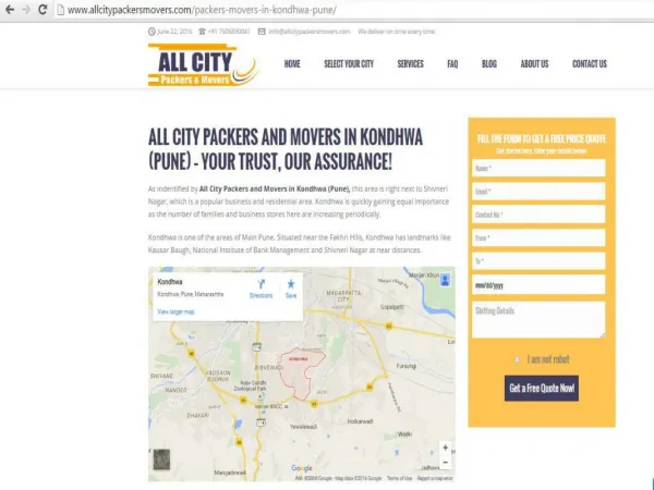 All City Packers and Movers in Kondhwa (Pune) – Your trust, our assurance!