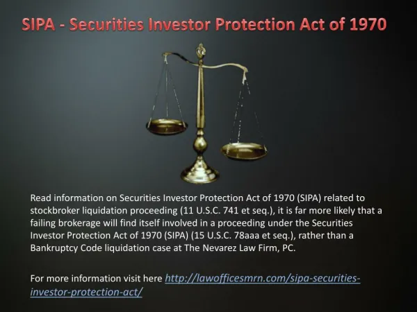 SIPA - Securities Investor Protection Act of 1970