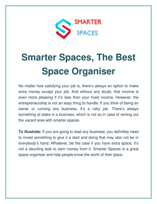 Smarter Spaces, The Best Space Organiser