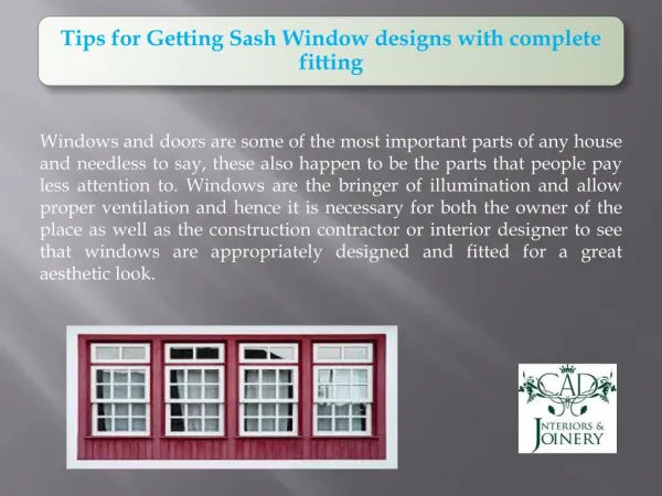 Tips for Getting Sash Window designs with complete fitting