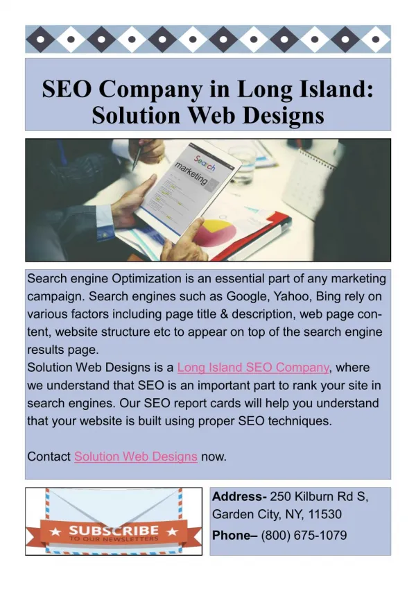 SEO Company In Long Island: Solution Web Designs