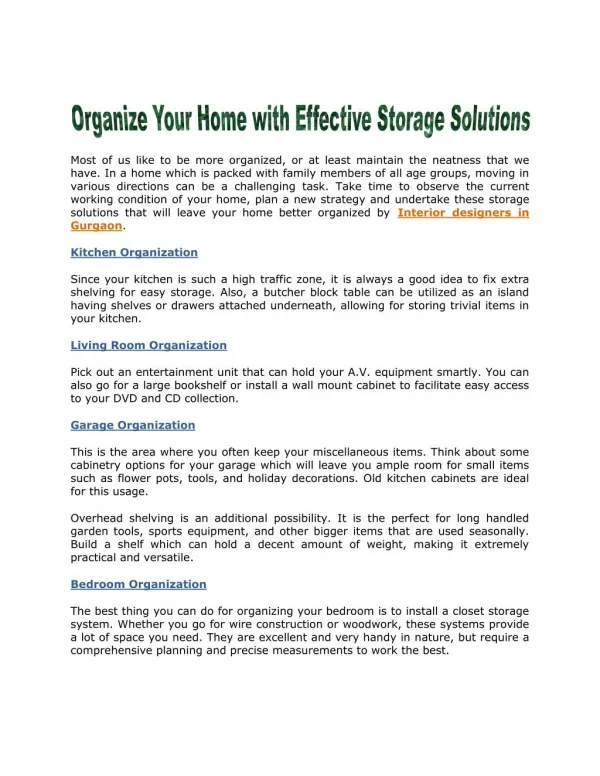 Organize Your Home with Effective Storage Solutions