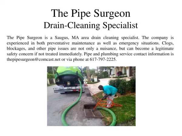 The Pipe Surgeon - Drain-Cleaning Specialist