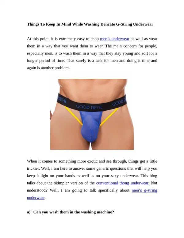 Things To Keep In Mind While Washing Delicate G-String Underwear