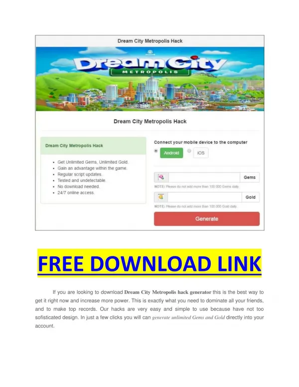 Dream City Metropolis Hack apk download
