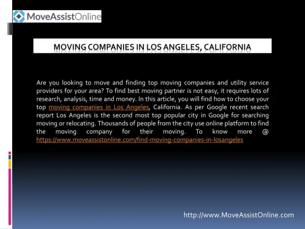 List of Top Moving Companies in Los Angeles