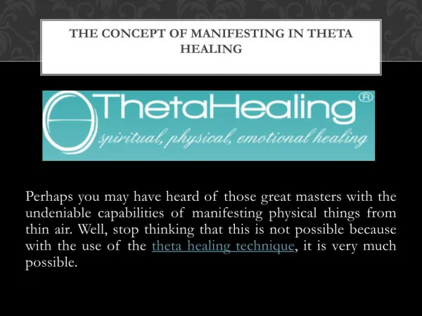 The Concept of Manifesting in Theta Healing