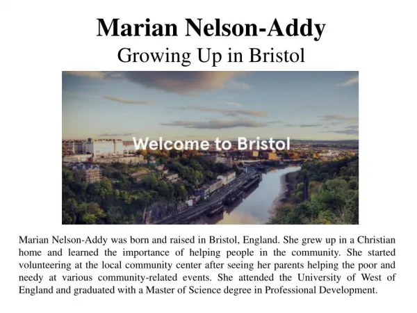 Marian Nelson-Addy - Growing Up in Bristol