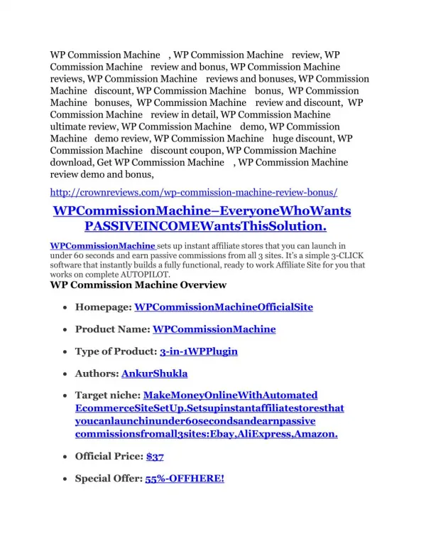WP Commission Machine review - WP Commission Machine sneak peek features