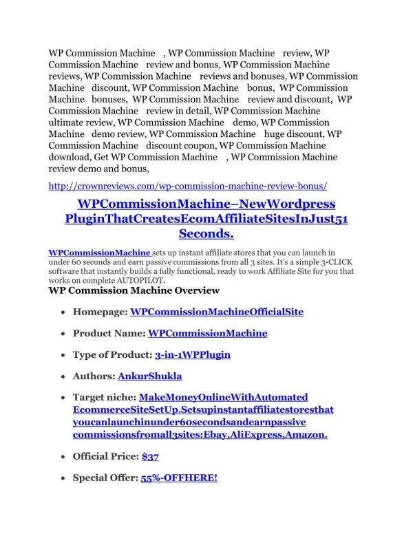 WP Commission Machine Review-MEGA $22,400 Bonus & 65% DISCOUNT