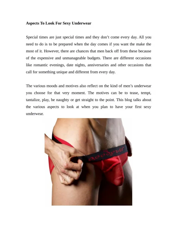 Aspects To Look For Skimpy Underwear