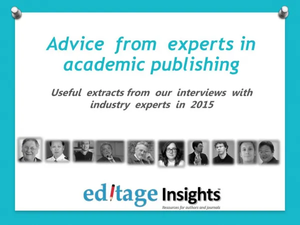 Academic publishing advice from industry experts