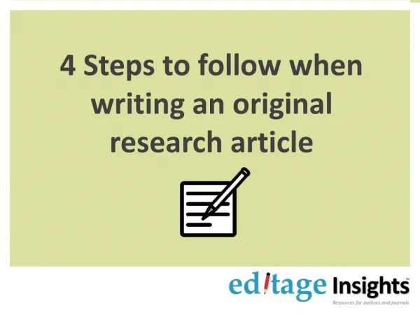 4 Steps to follow when writing an original research article