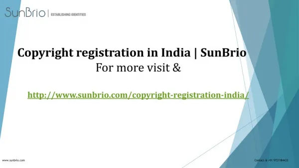 Copyright registration in India | SunBrio